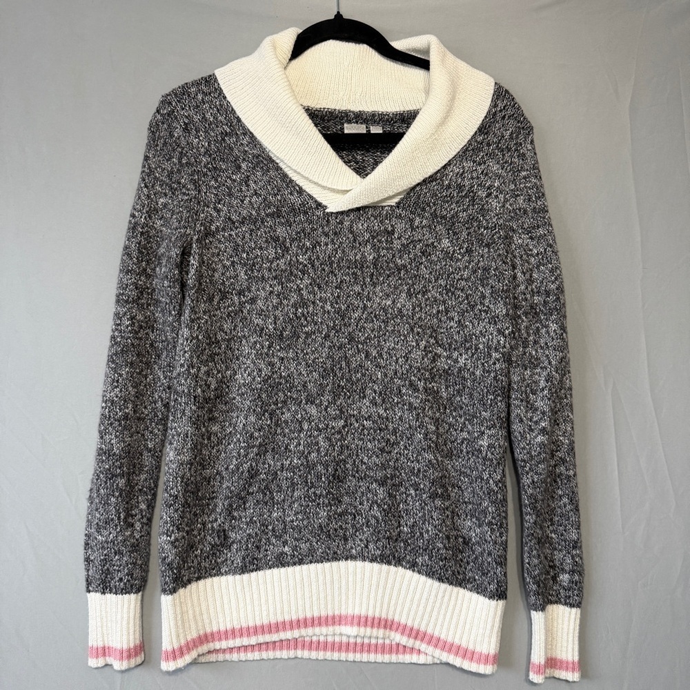 Twik Womens Knit Sweater Size Medium Grey Cottagecore Cabincore Ribbed Preppy